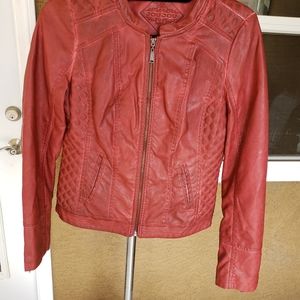 Jou Jou Faux Leather Jacket (Red)